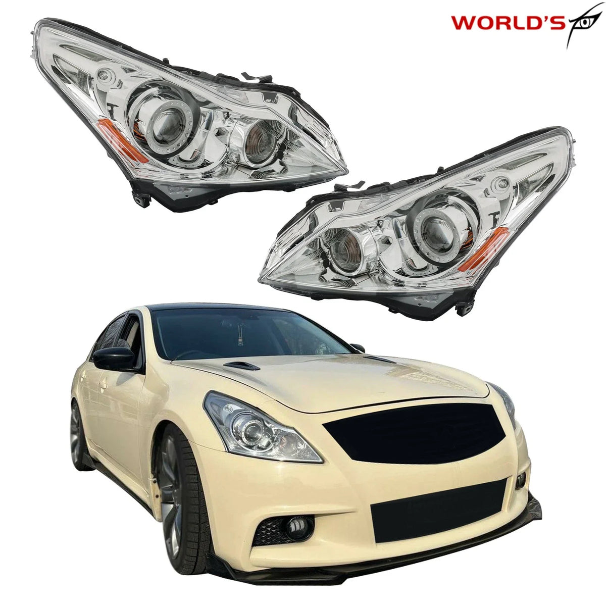HID Headlight Assembly for Infiniti G25 G37 (2010–2012) Chrome