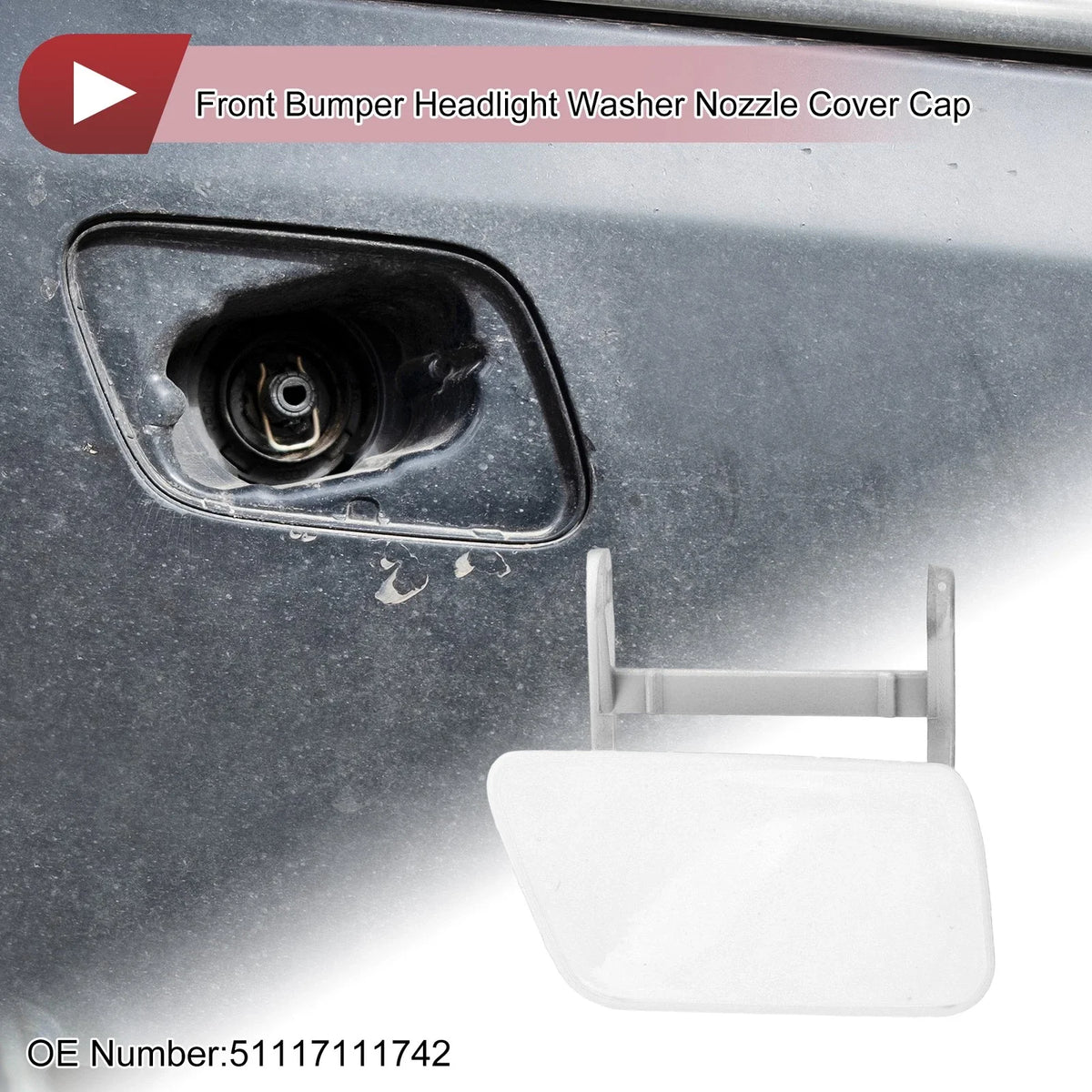 Headlight Washer Nozzle Cover Cap 51117111742 for BMW 525i (2004–2005) White
