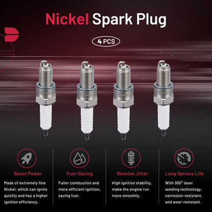 4-Pack Spark Plugs 7162 Compatible with Suzuki TU250 2011-2017