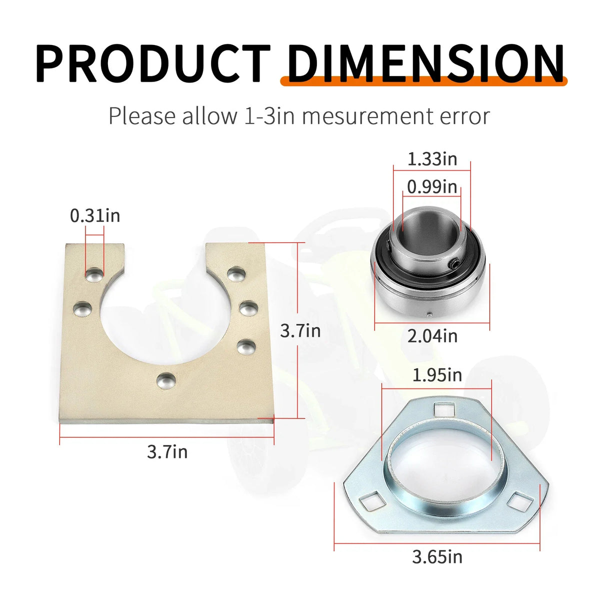 1" Axle Bearing Kit for Go-Karts & Mini Bike - 3-Hole Flangettes Included