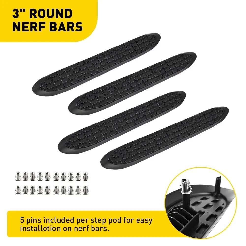 4-Piece Nerf Bar Pad Kit - Black for 3" Round Bars