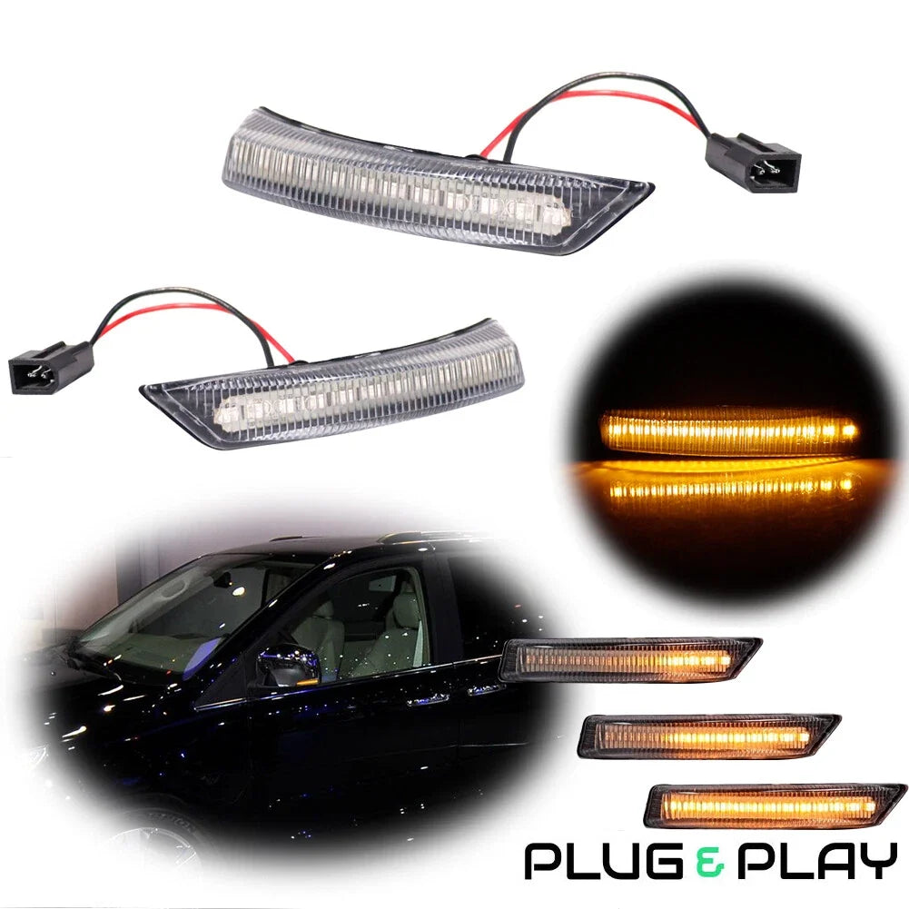 Clear Lens Sequential Amber LED Side Mirror Marker Light for Dodge Grand Caravan