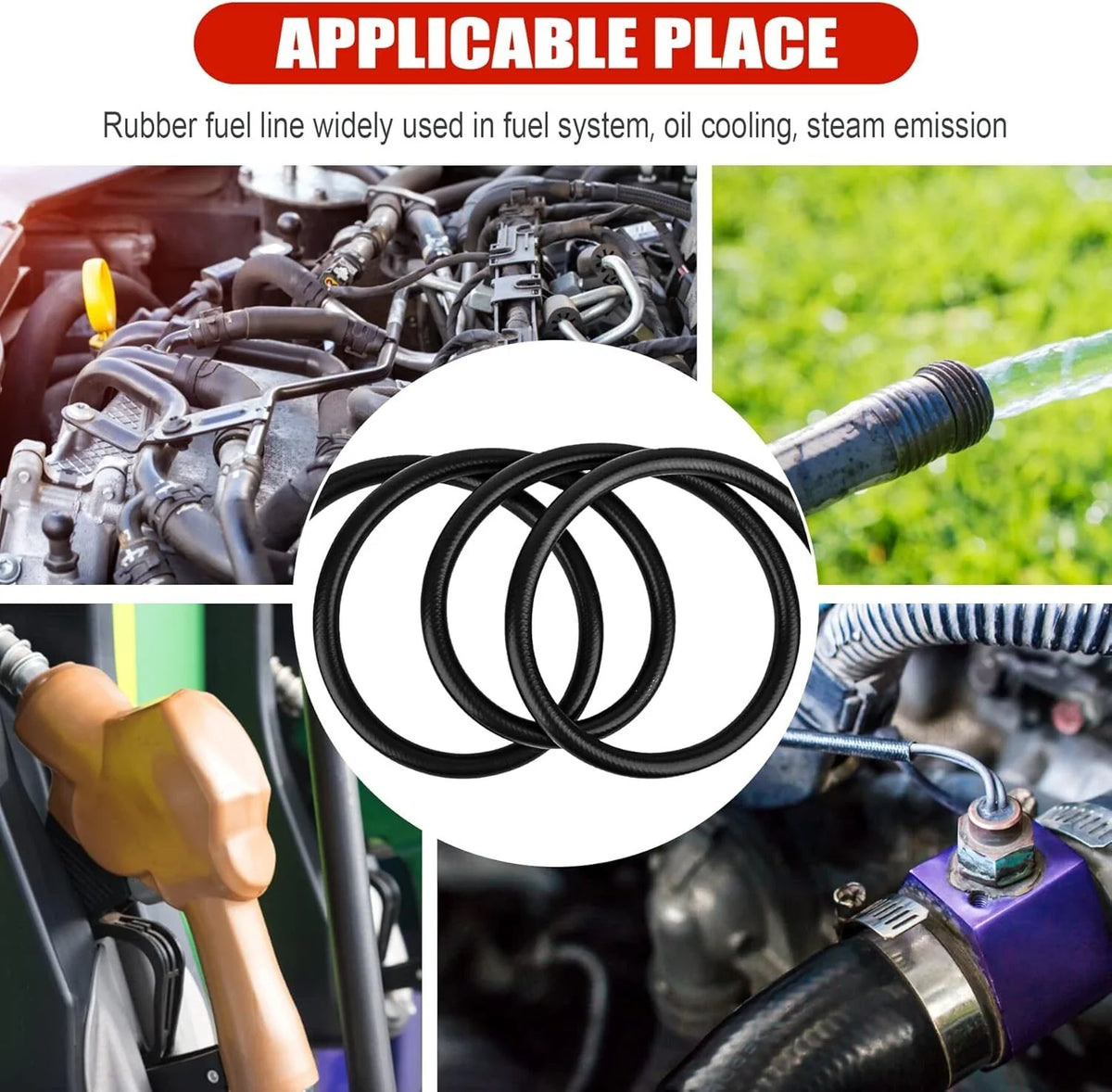 1/4" ID NBR Rubber Fuel Line Hose 25FT for Automotive Fuel Systems