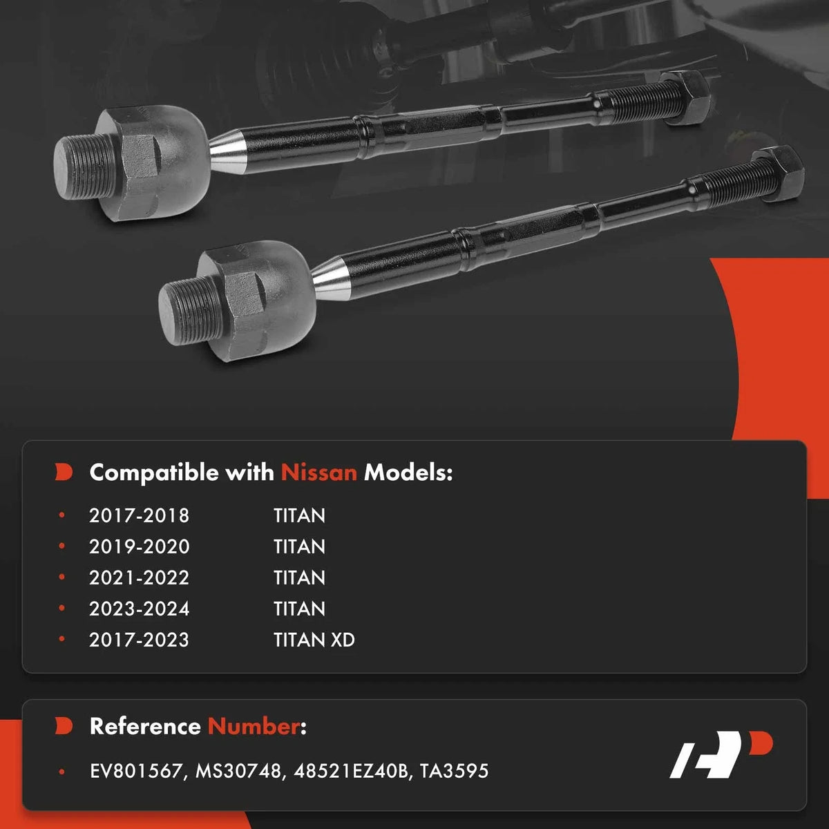 2X Front Inner Side Tie Rod Ends for Nissan Titan 2017–2024