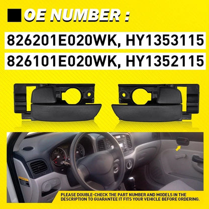 Front R+L Door Handle Black for Hyundai Accent (2007–2011)