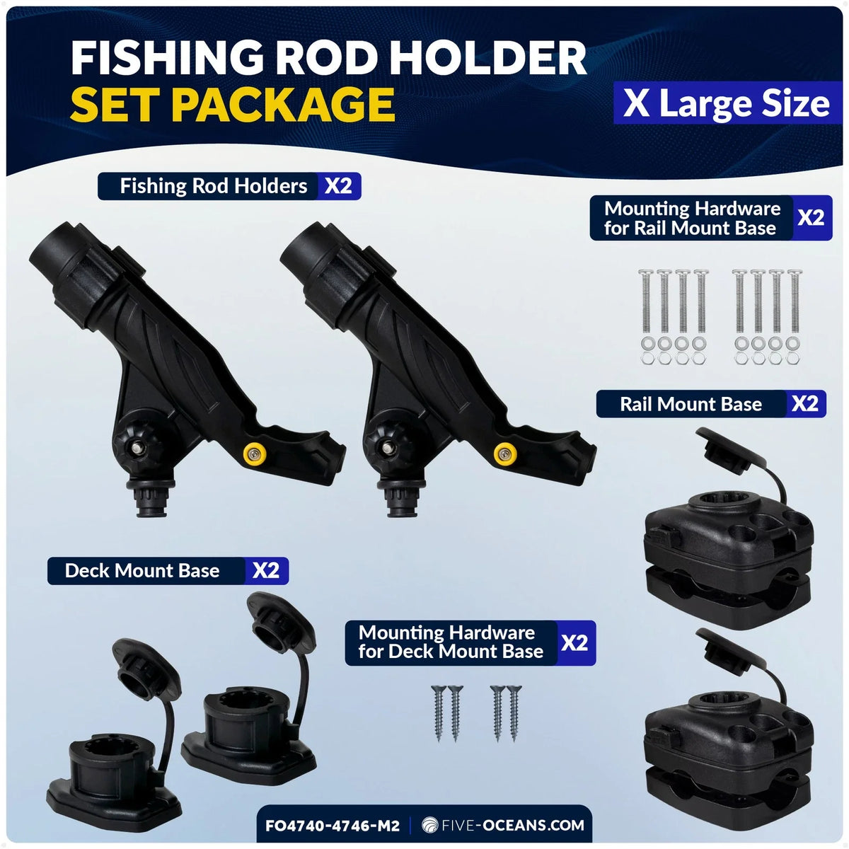 2-Pack Adjustable Fishing Rod Holder Set for Boat & Kayak