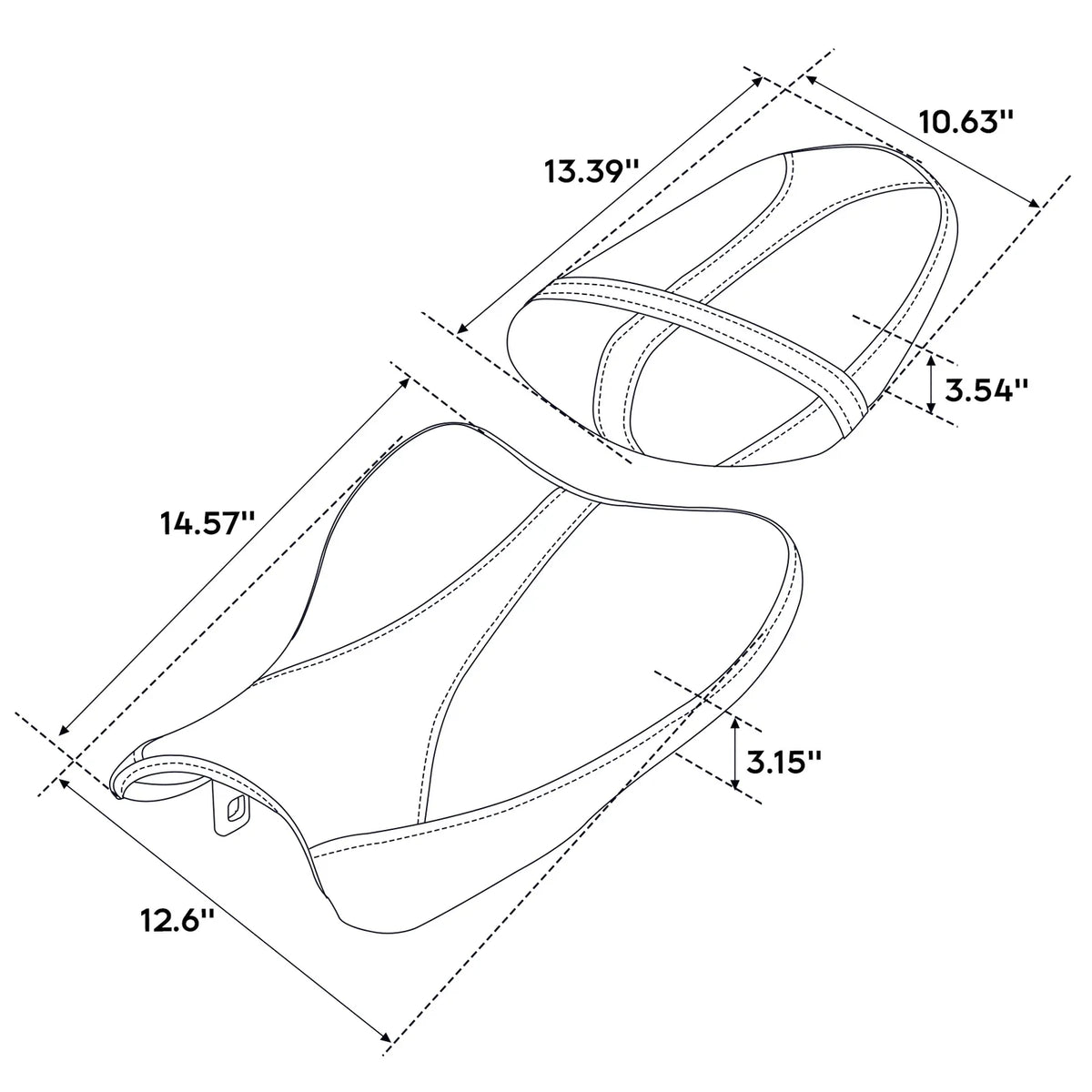 Black Driver and Passenger Seat for Suzuki GSXR1000 (2007-2008)