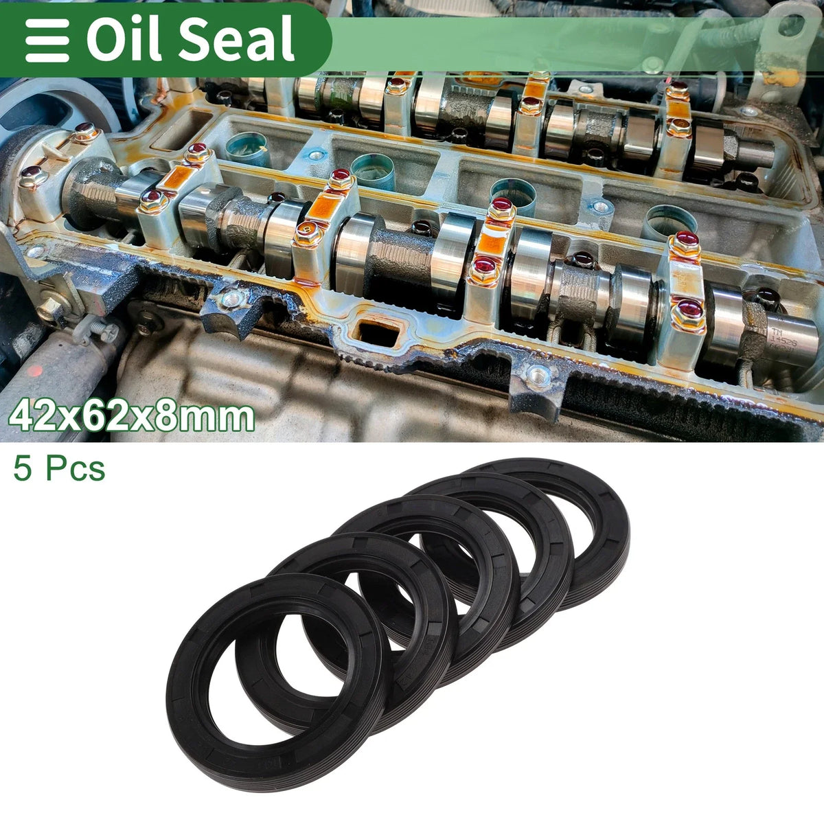 Oil Seal NBR Rubber 42x62x8mm for Various Models (5 Pcs)