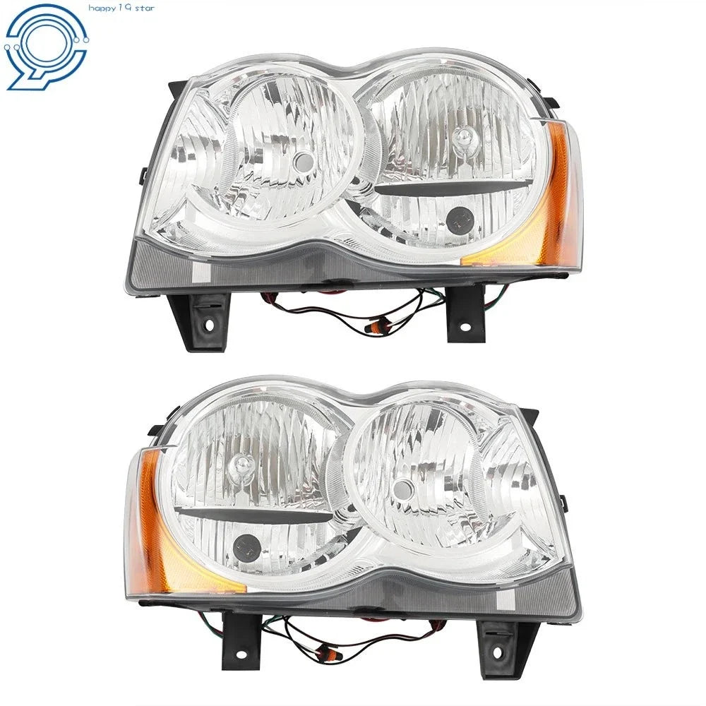 2008–2010 Jeep Grand Cherokee Halogen Headlights Left+Right Side
