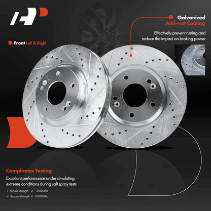 Drilled Brake Rotors with Ceramic Pads - Set of 4 for Hyundai Santa Fe