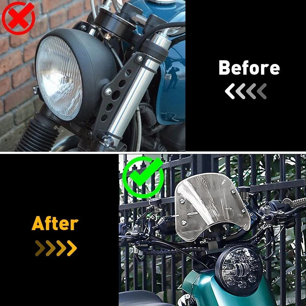 Motorcycle Headlight Windshield for Round 5-7 Inch Headlight (Universal)
