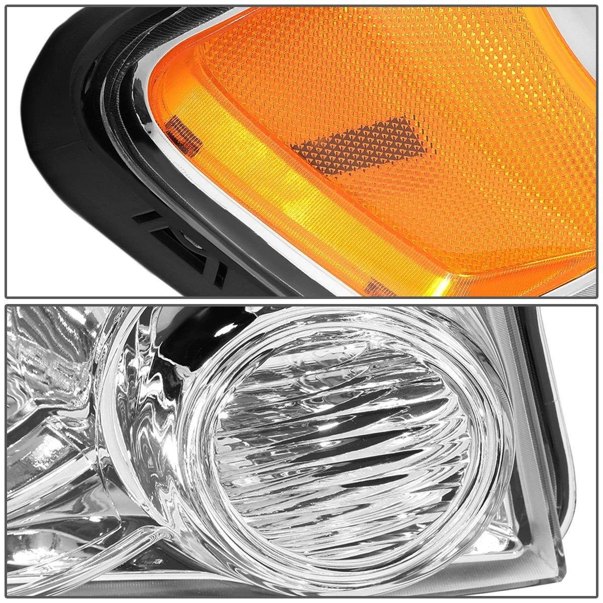 Pair Chrome Housing Amber Side Headlight for Ford Escape (2008–2012)