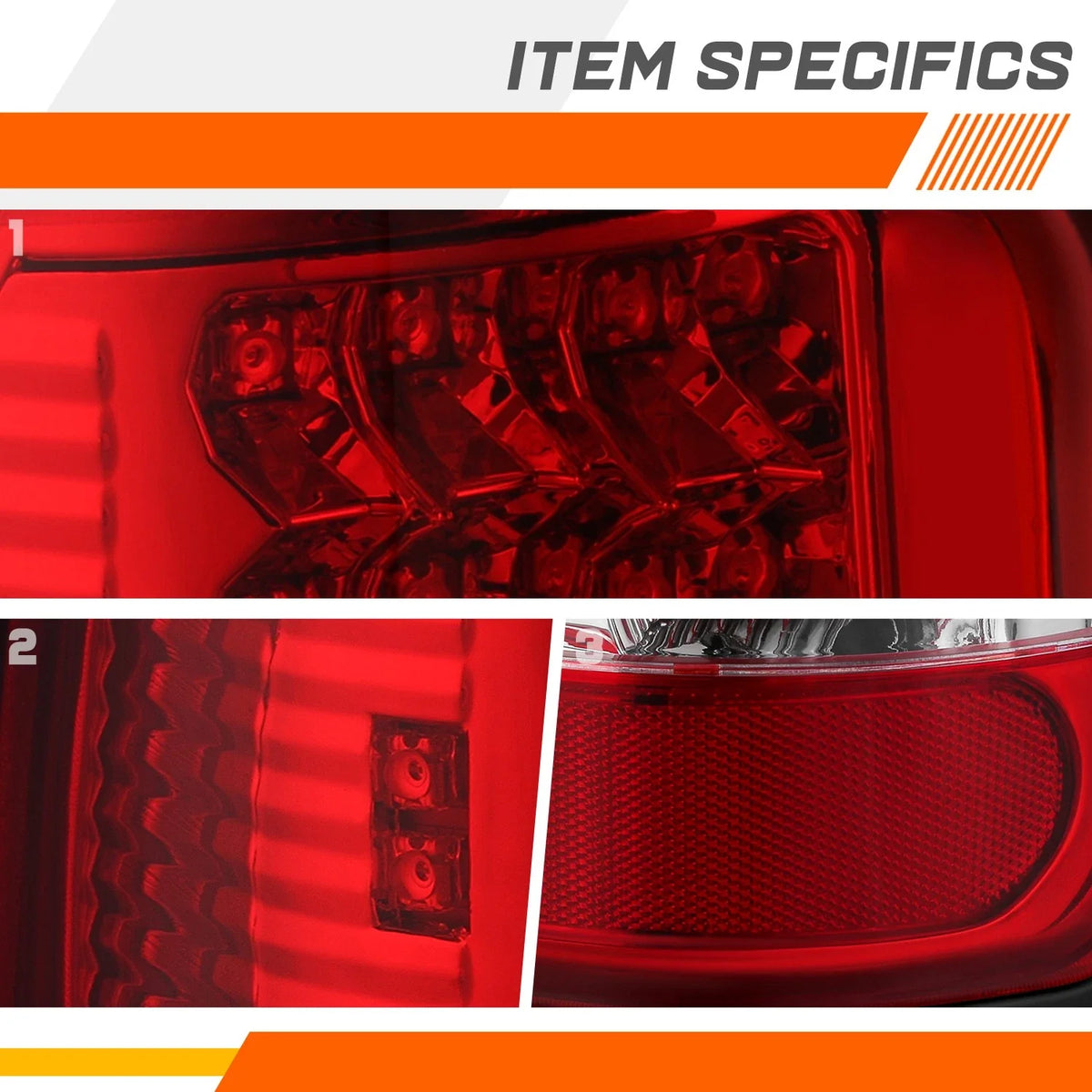 Red LED Tail Lights Set for Dodge Ram Pickup (1994–2002)