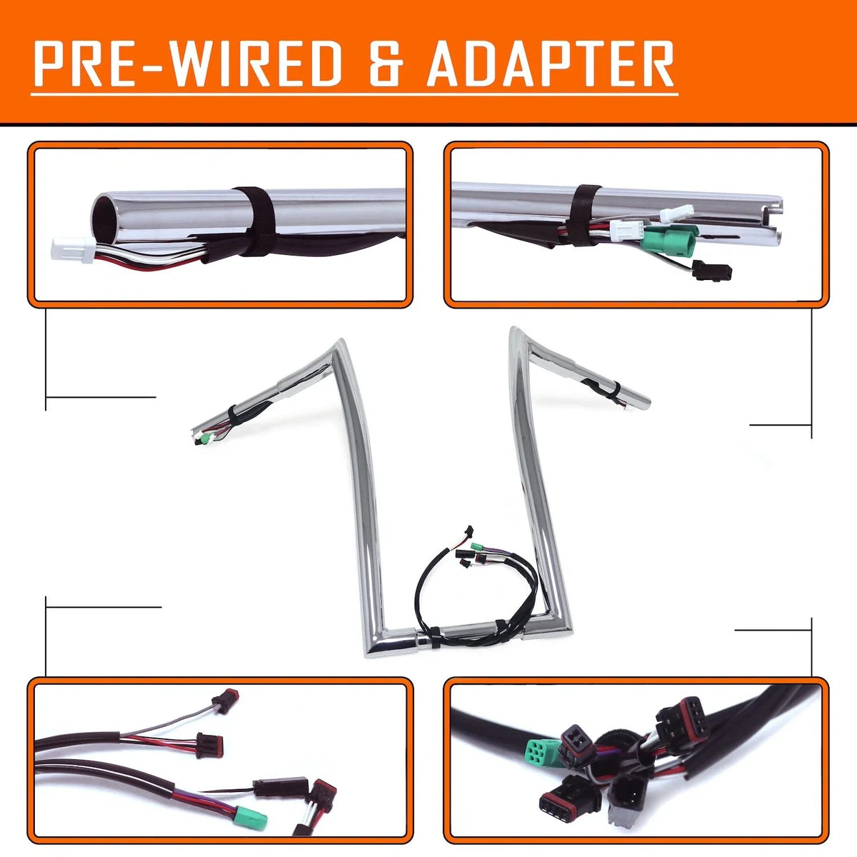 Prewired 16" 25mm Ape Hanger Handlebar for Harley Road King (2014-2015)