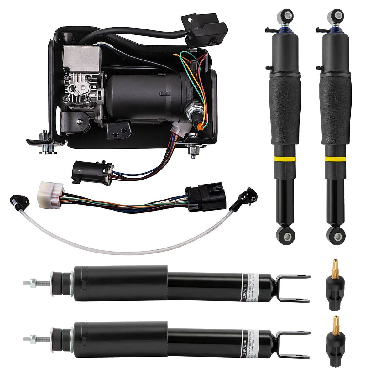 Set of 4 Air Shocks Struts with Compressor for Cadillac Escalade GMC Suburban Yukon