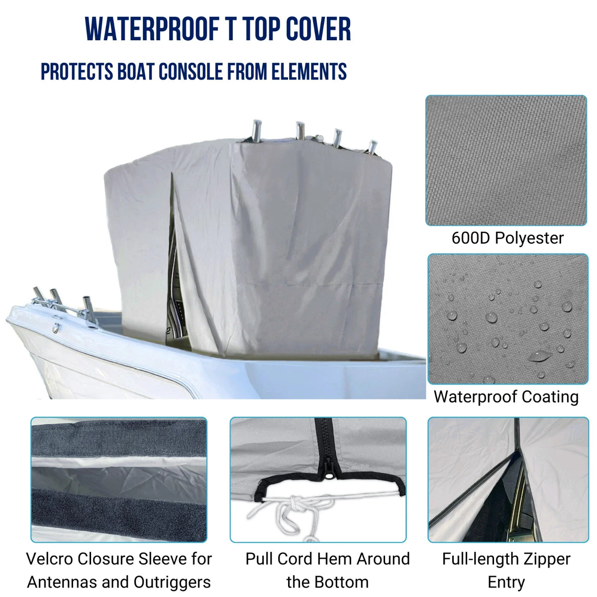 Waterproof T-Top Hard-Top Console Portion Cover for