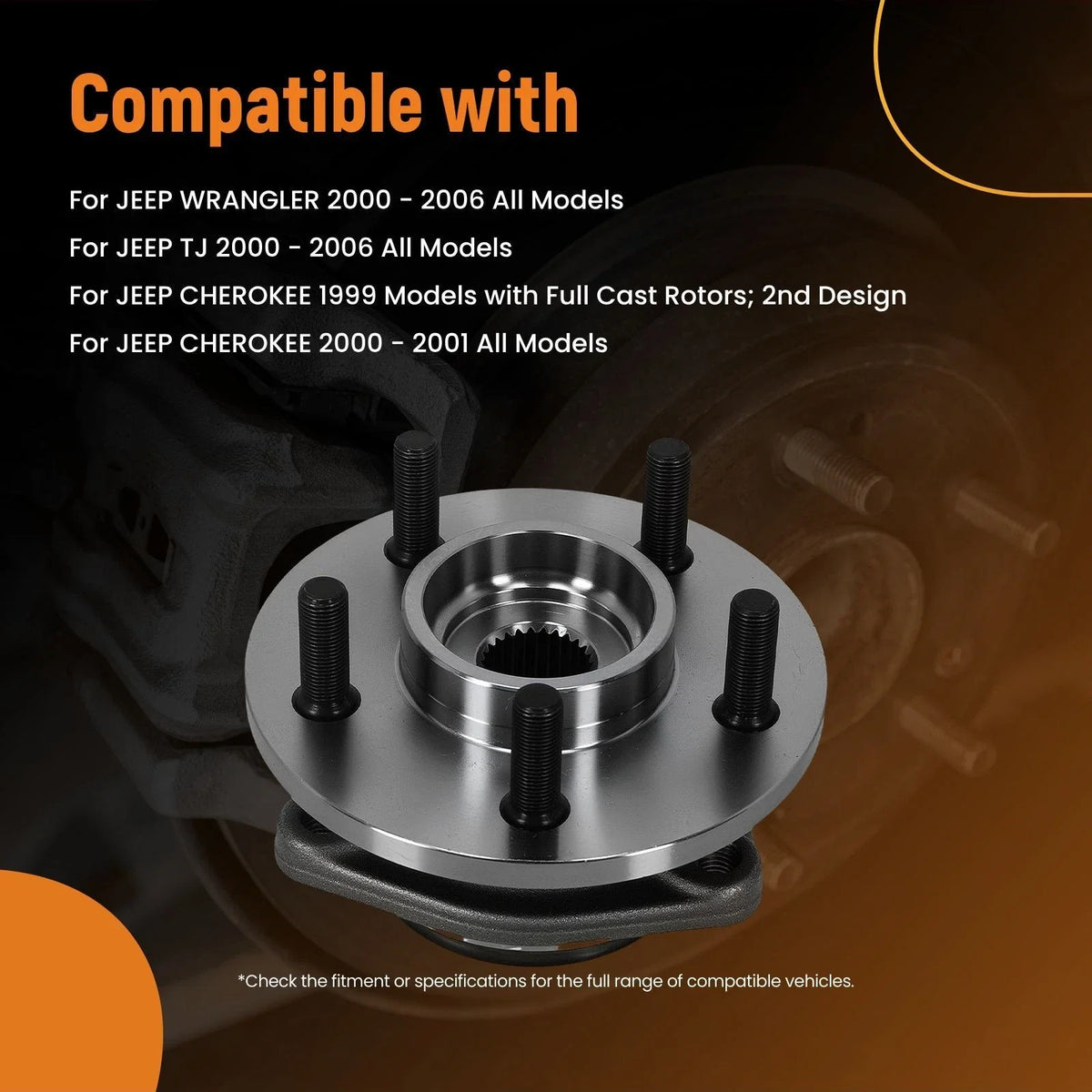 Front Wheel Hub Assembly Kit for Jeep Cherokee/Wrangler (2000–2006) WE60823