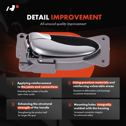 Left Interior Door Handle - Silver Gray for Nissan Altima (2002–2005)
