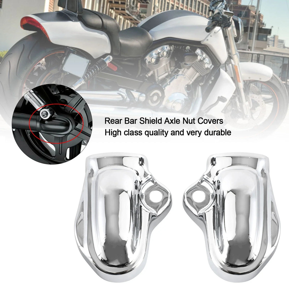 Rear Bar Shield Covers for Axle Nuts - V-Rod VRSC Night Rod 2002-2017