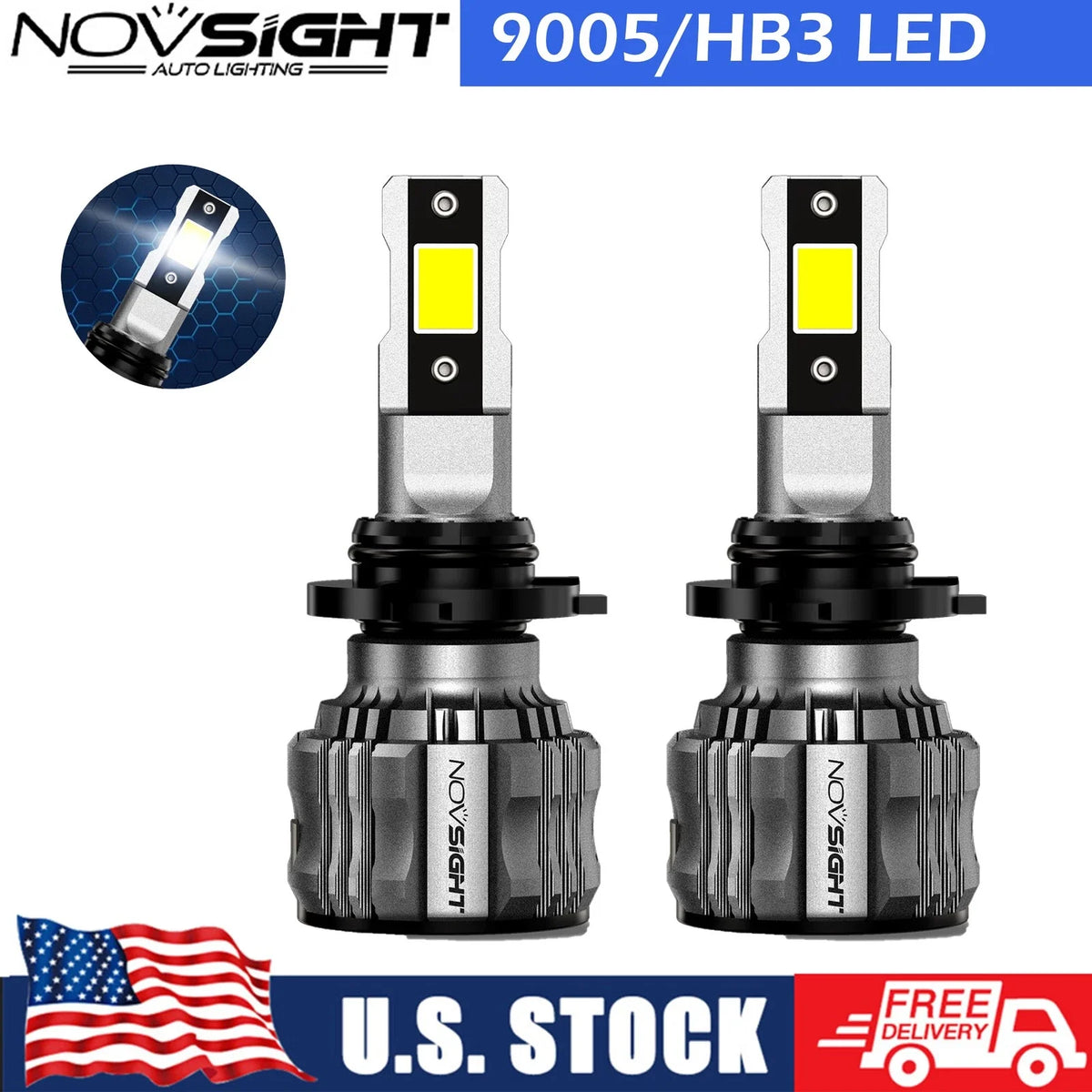 2X 9005 HB3 High Low Beam LED Headlight Bulbs Kit 6500K 60000LM