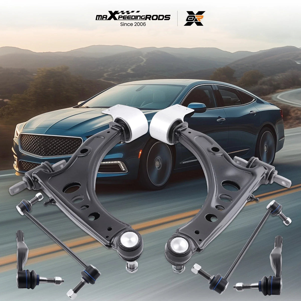 Set of 6 Front Lower Control Arms for Buick Lacrosse (2017–2019) Malibu (2016–2019)