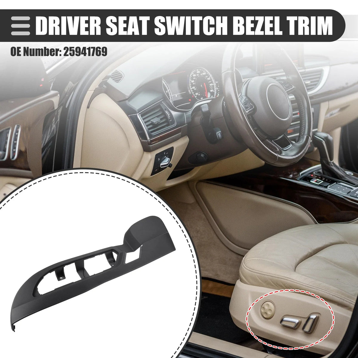 Left Seat Track Cover Switch Bezel for Buick Enclave (2009–2017) No.25941769