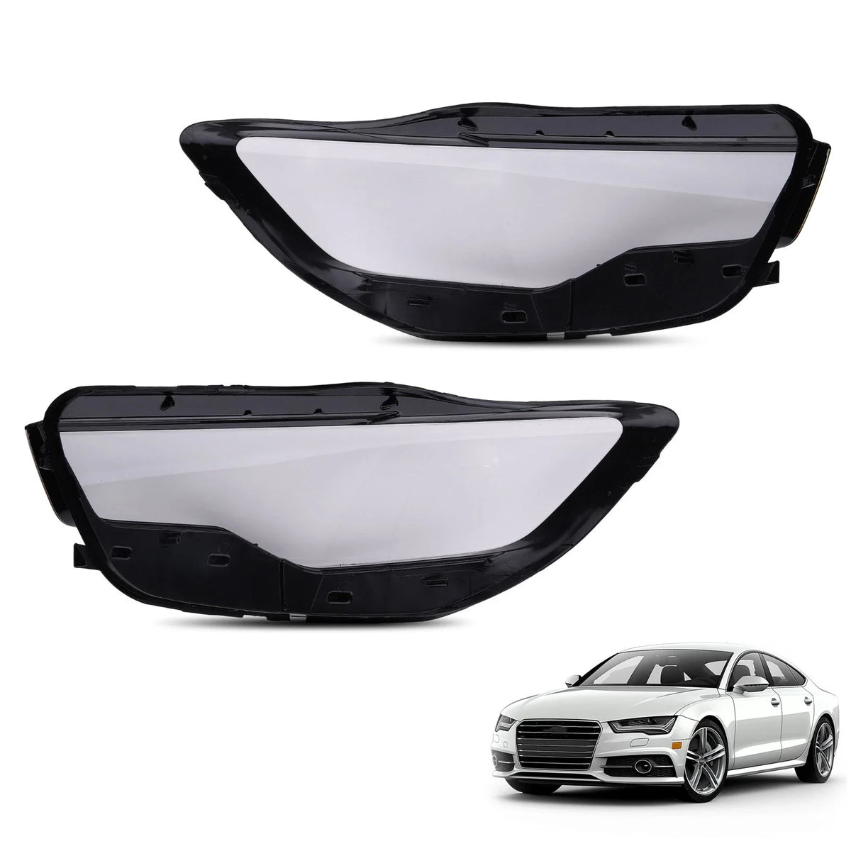 Set of 2 Headlight Lens Covers for A6 C7 Audi (2011-2015) 4G0941043E