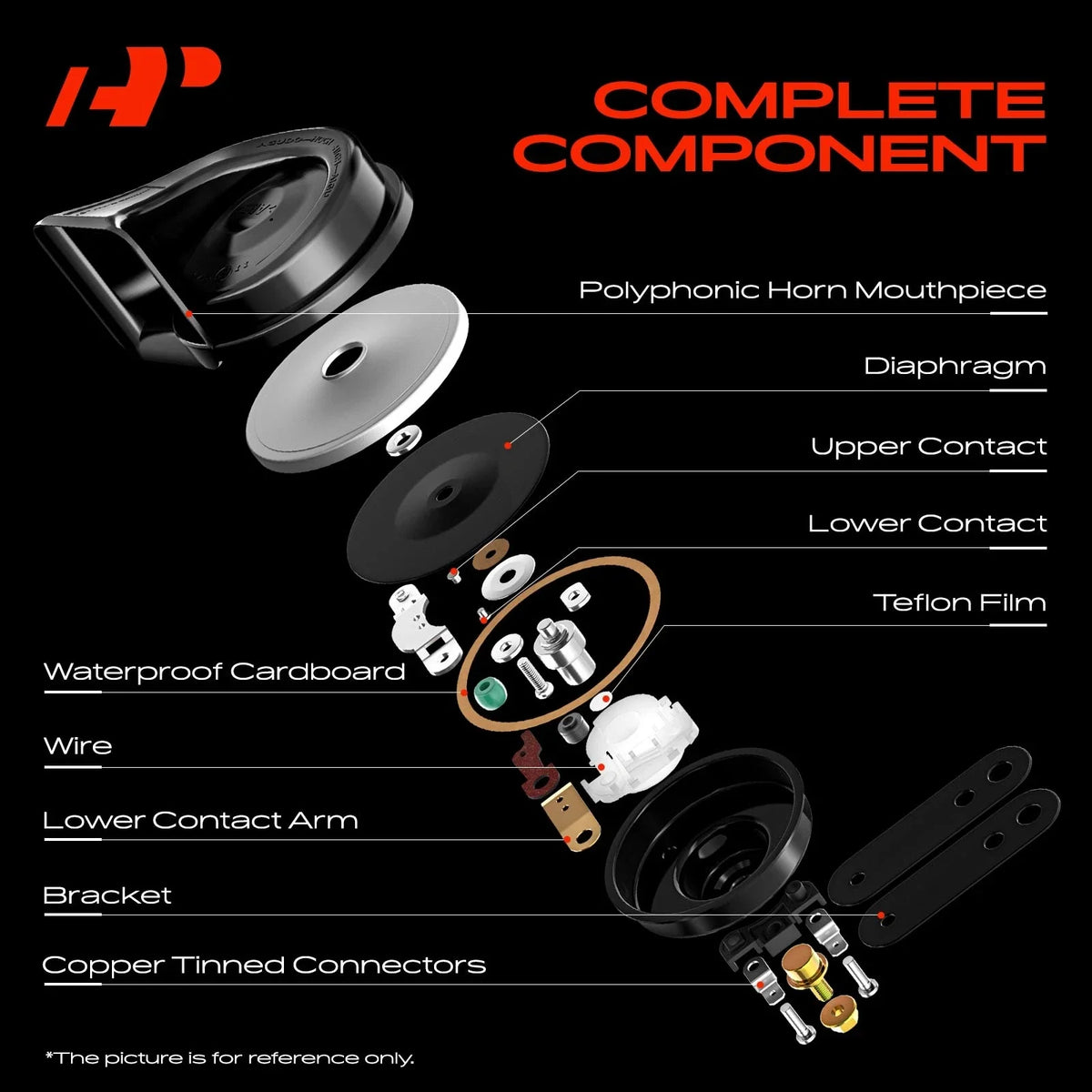 80mm Snail Horn in Black for Honda Civic