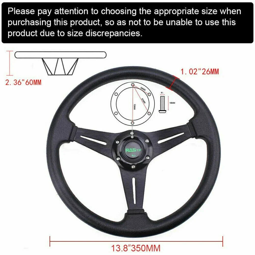 14" Racing Steering Wheel + Hub Adapter 6 Bolts for Ford Mustang (1984–2004)