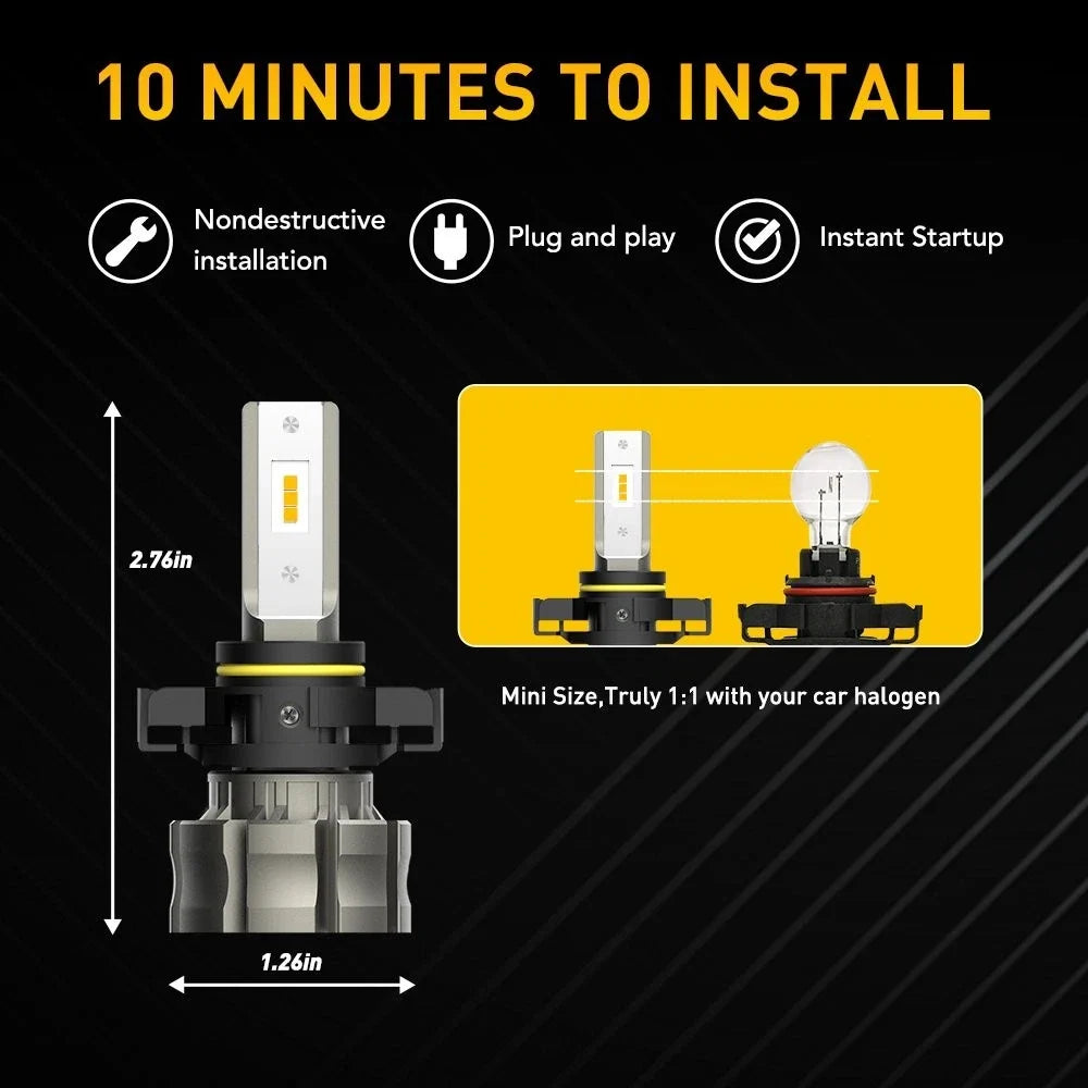 3000K Yellow AUXITO 2504 5202 LED Fog Light Bulbs