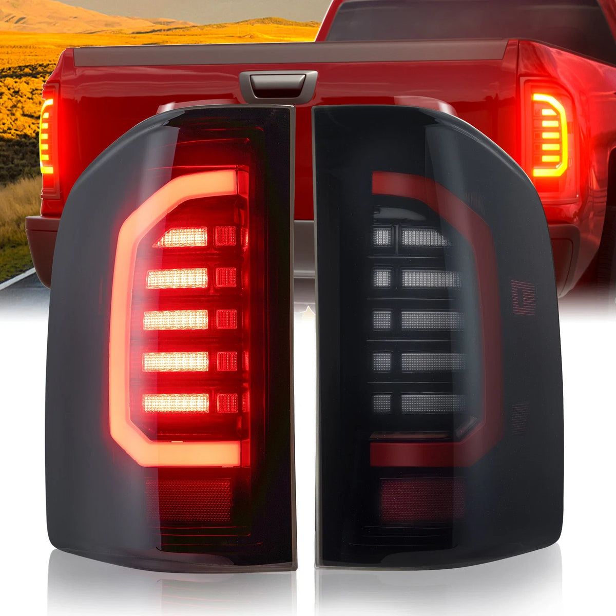 Smoked LED Tail Lights Brake Lamps for 2007–2013 Chevy Silverado 1500/2500