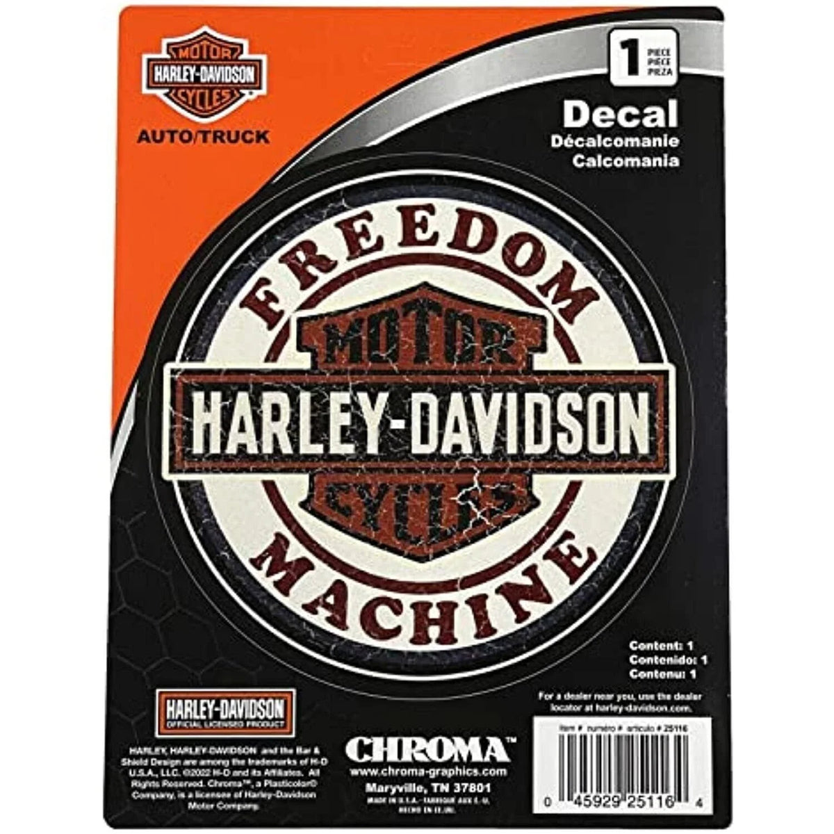 CG25116 Badge for Harley-Davidson (Aged Vintage Freedom, 5.25")