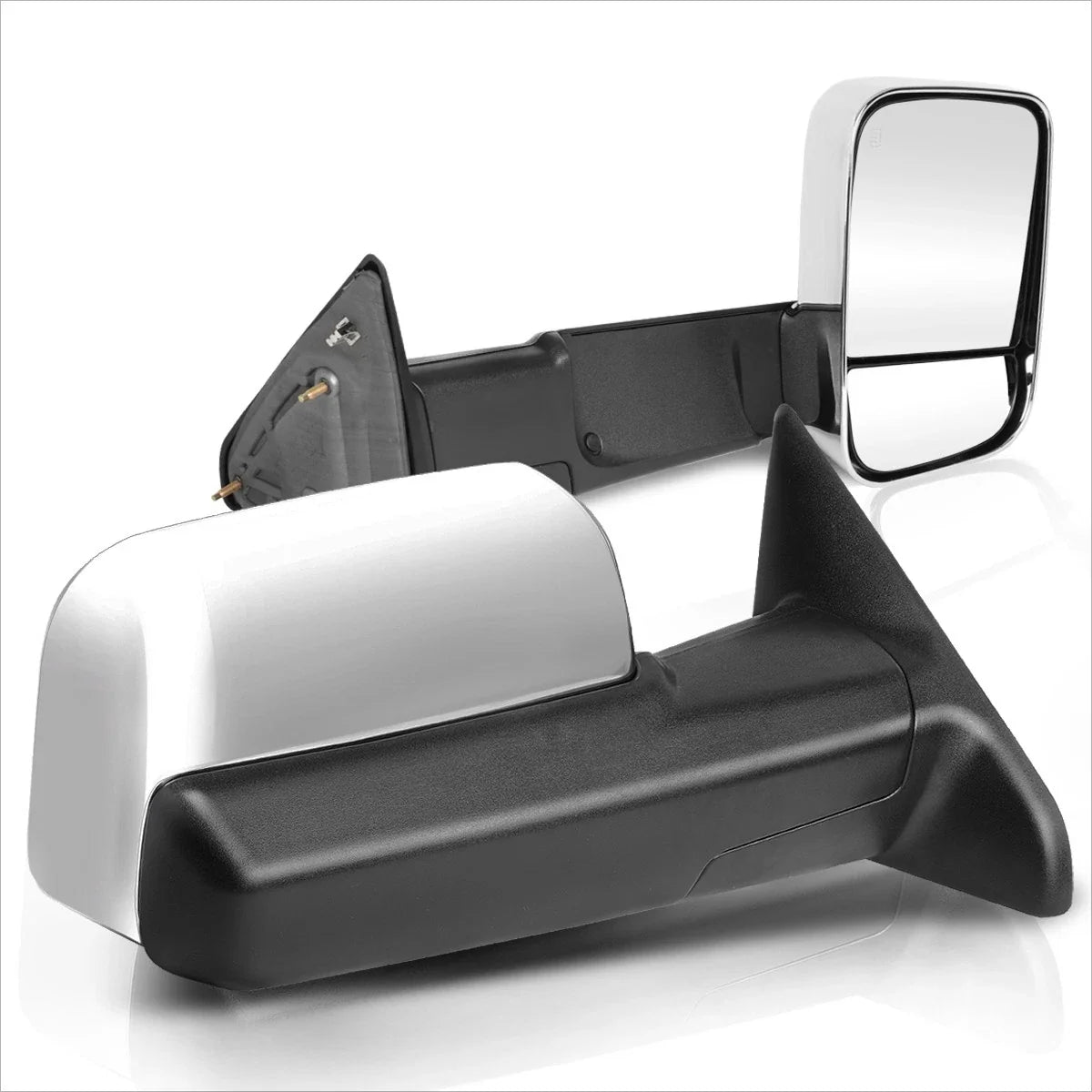 Set of 2 Manual Telescoping Chrome Towing Mirrors for Dodge Ram 1500-5500 (2009–2016)
