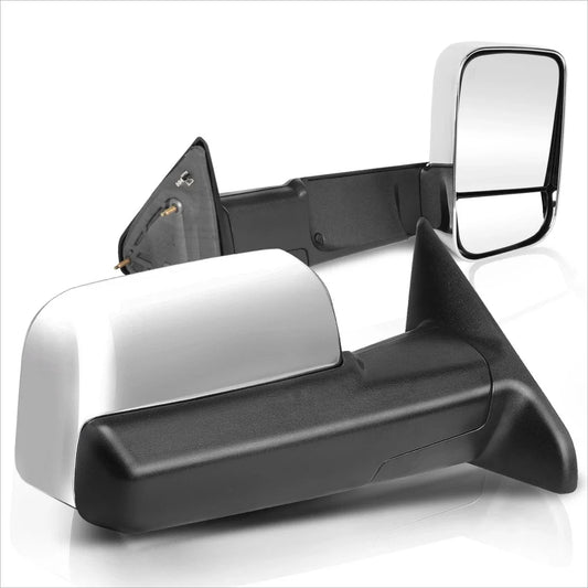 Set of 2 Manual Telescoping Chrome Towing Mirrors for Dodge Ram 1500-5500 (2009–2016)