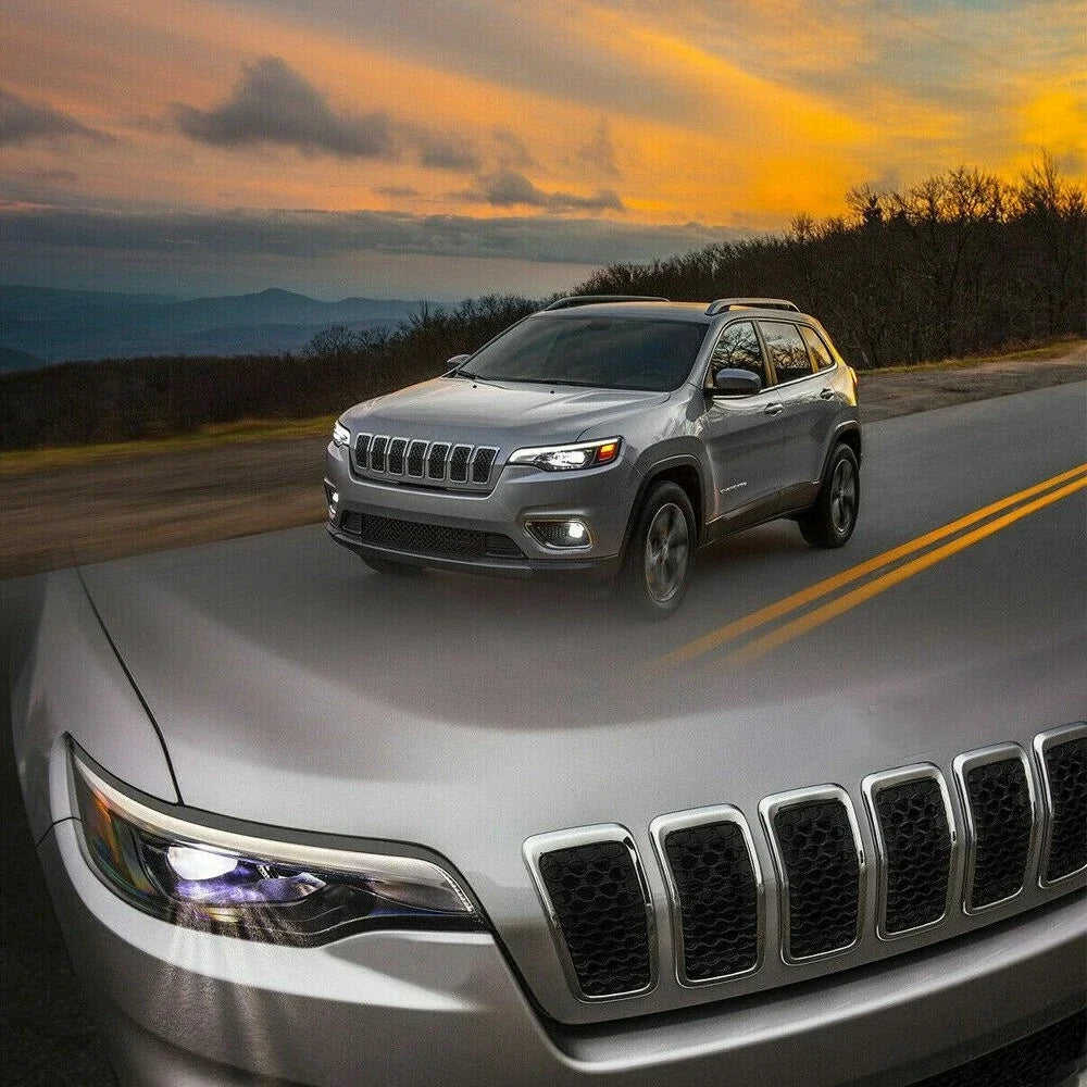 Front Grille Insert Frame - Chrome Black for Jeep Cherokee 2019-2022