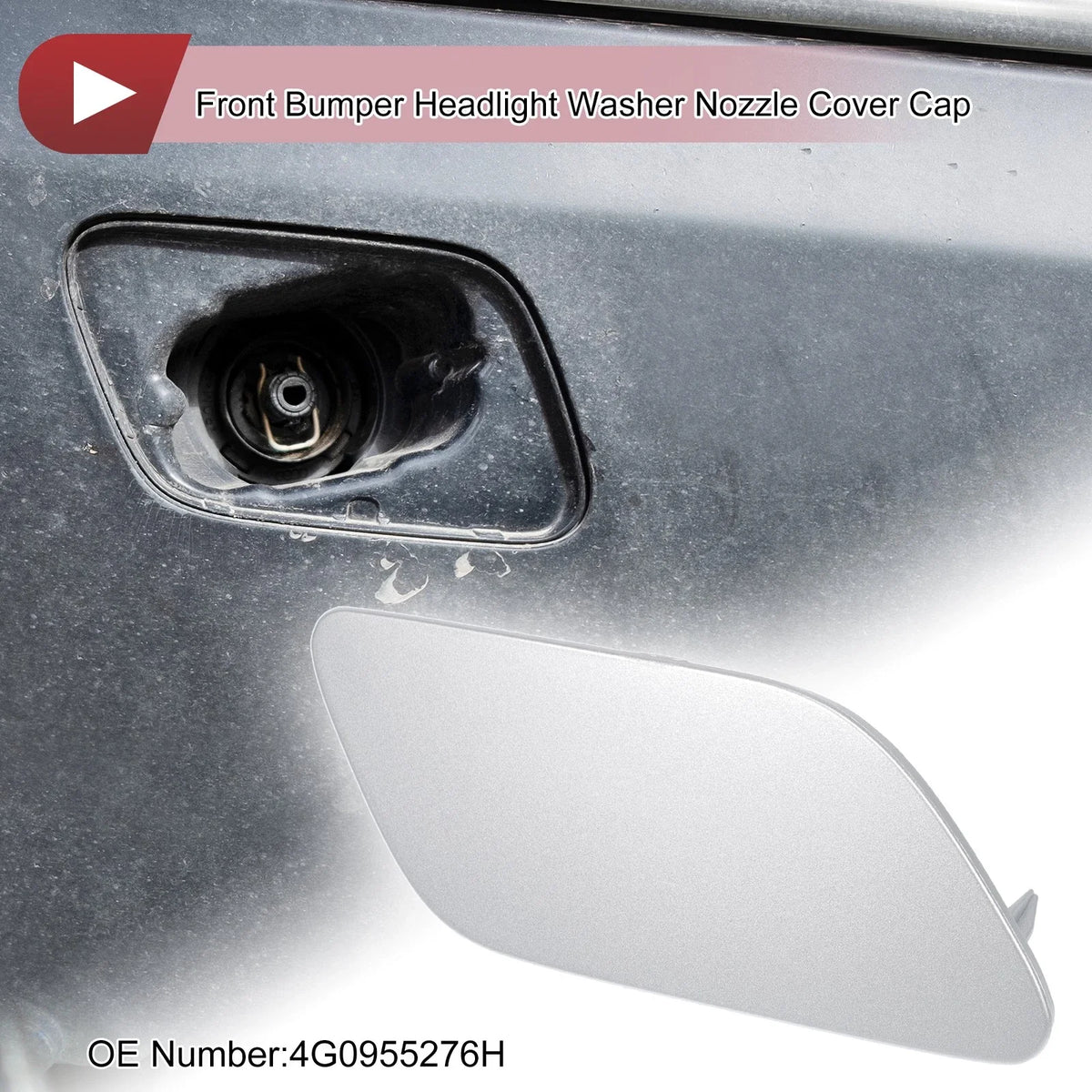Front Right Washer Nozzle Cover Cap for Audi A6 (C7) (2015–2018) 1 Pcs Silver Tone