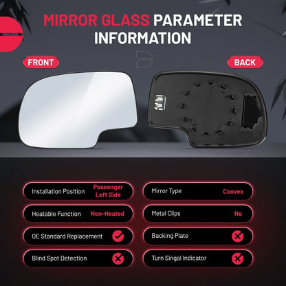 Heated Left Mirror Glass for Chevy Avalanche (2002–2006) & Cadillac Escalade ESV (2003–2006)