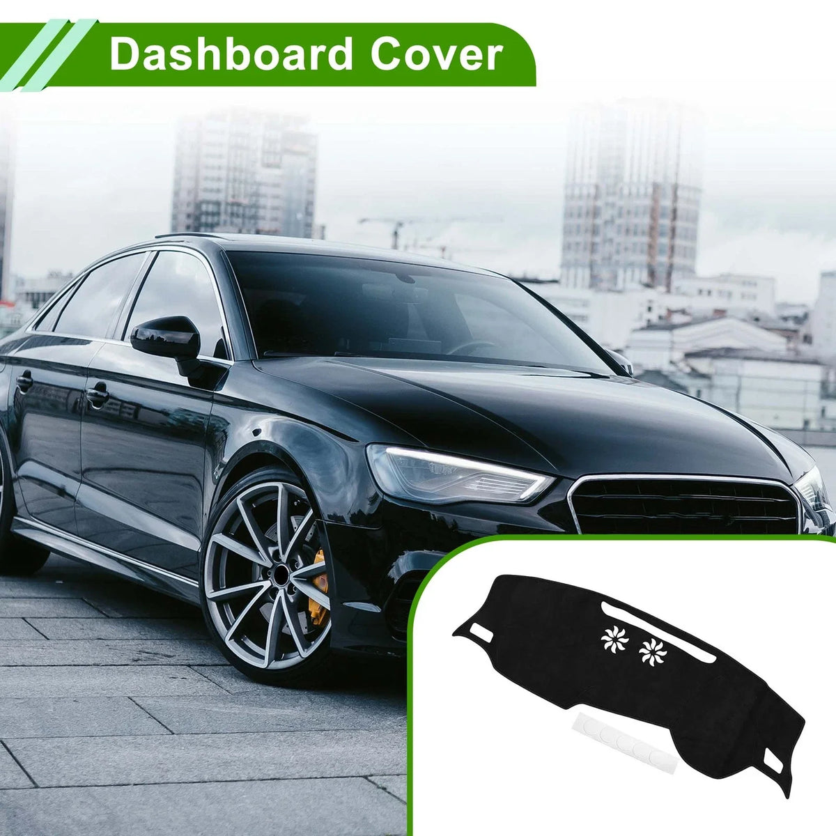 Dashboard Cover Mat for Audi Q3 (2019–2022) Sun Protector Pad Black