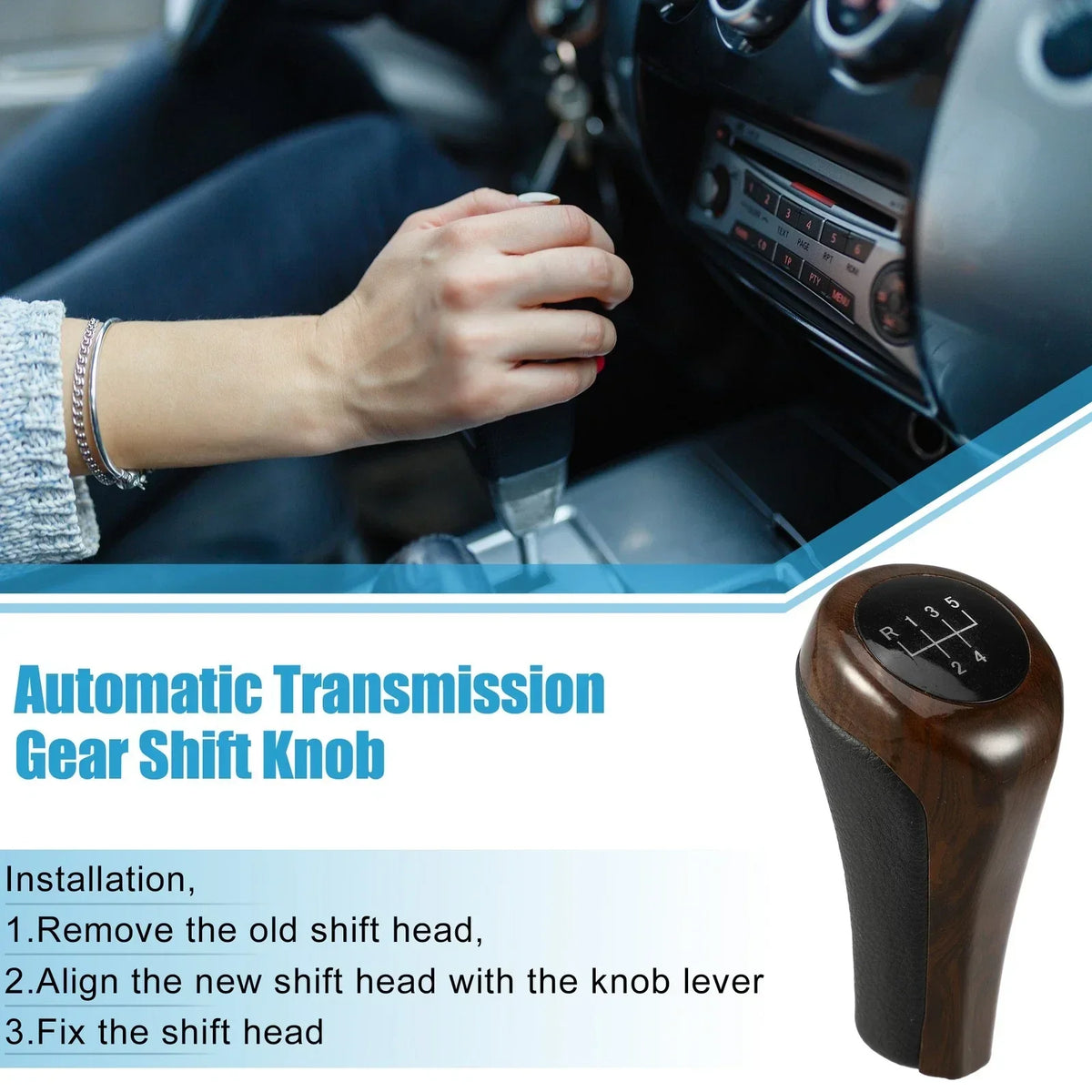 Gear Shift Knob 5 Speed for BMW - Black and Red Wood Pattern