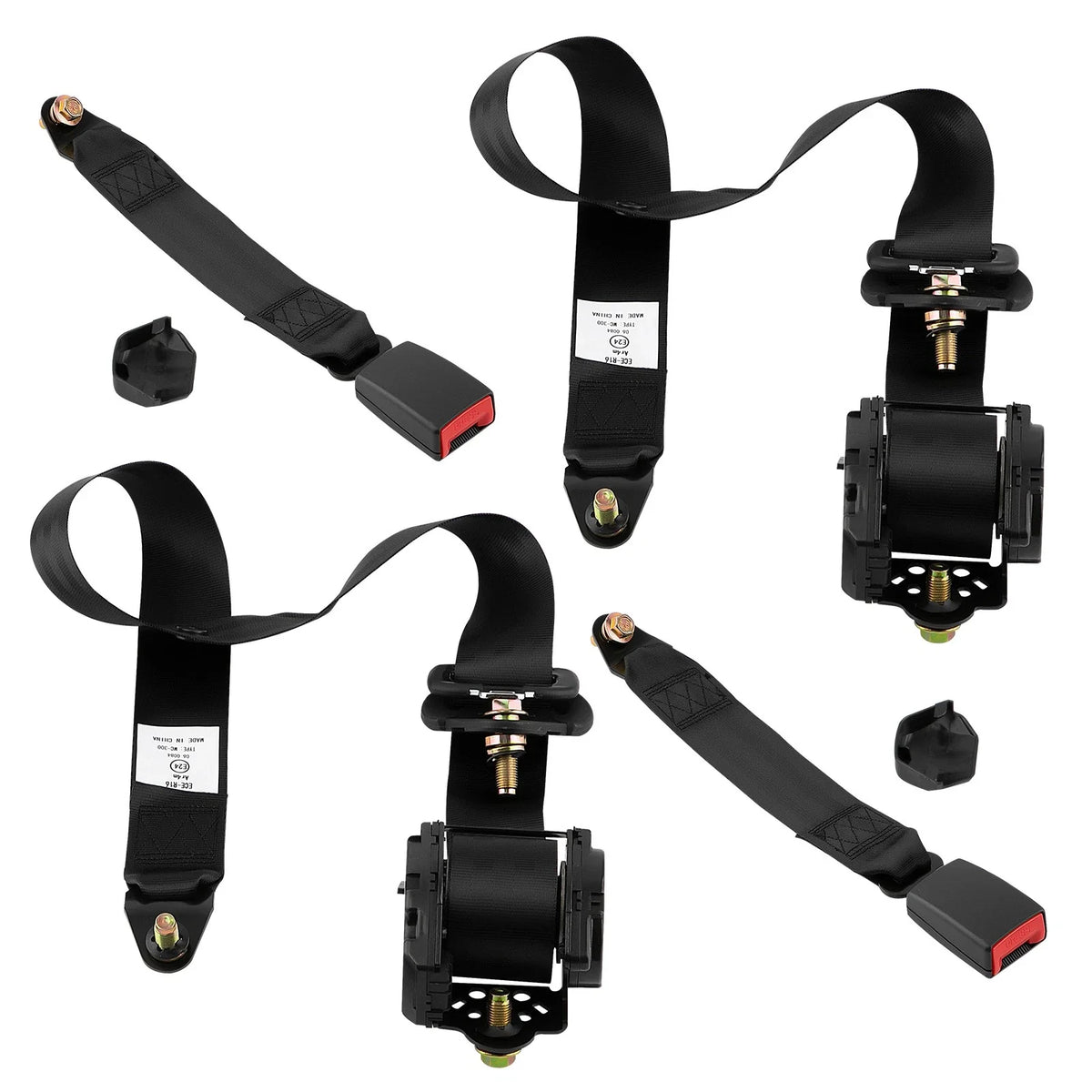 2X Retractable Adjustable 3 Point Seat Belts Universal Safety Strap