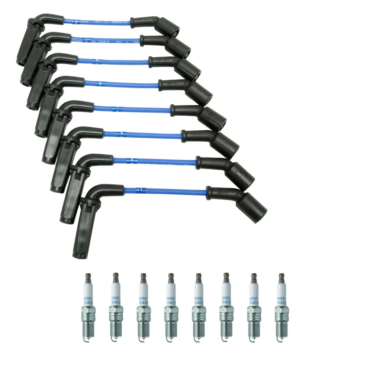 NGK Wire Set & 8 Laser Platinum Spark Plugs for GMC Yukon XL 1500 (2007–2014)