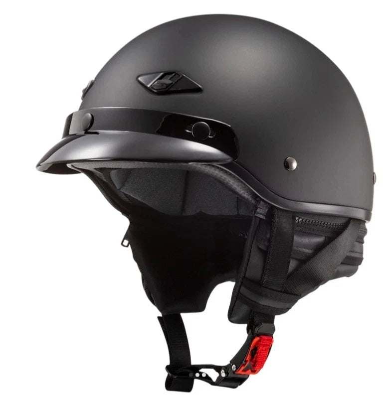 Bagger Half Helmet for LS2 HH568 (Solid Matte Black, Built-in Visor, Size XS)
