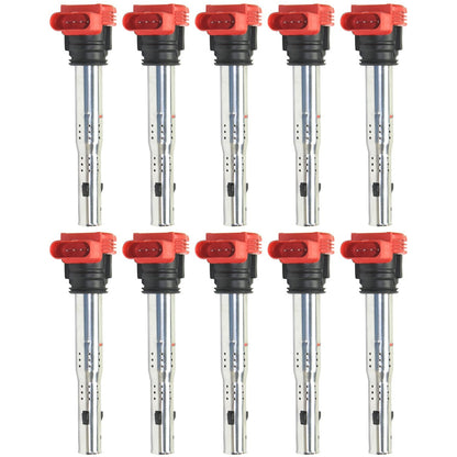 Set of 10 Ignition Coils for VW Audi A4 A6 Touareg S4 A8