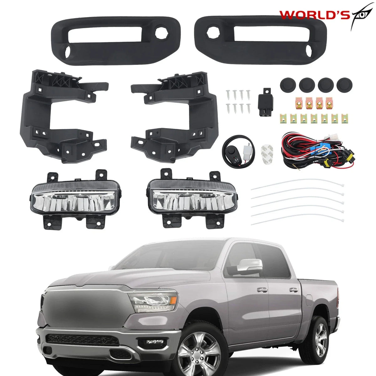 Pair LED Front Bumper Fog Lights for Ram 1500 (2019–2023)