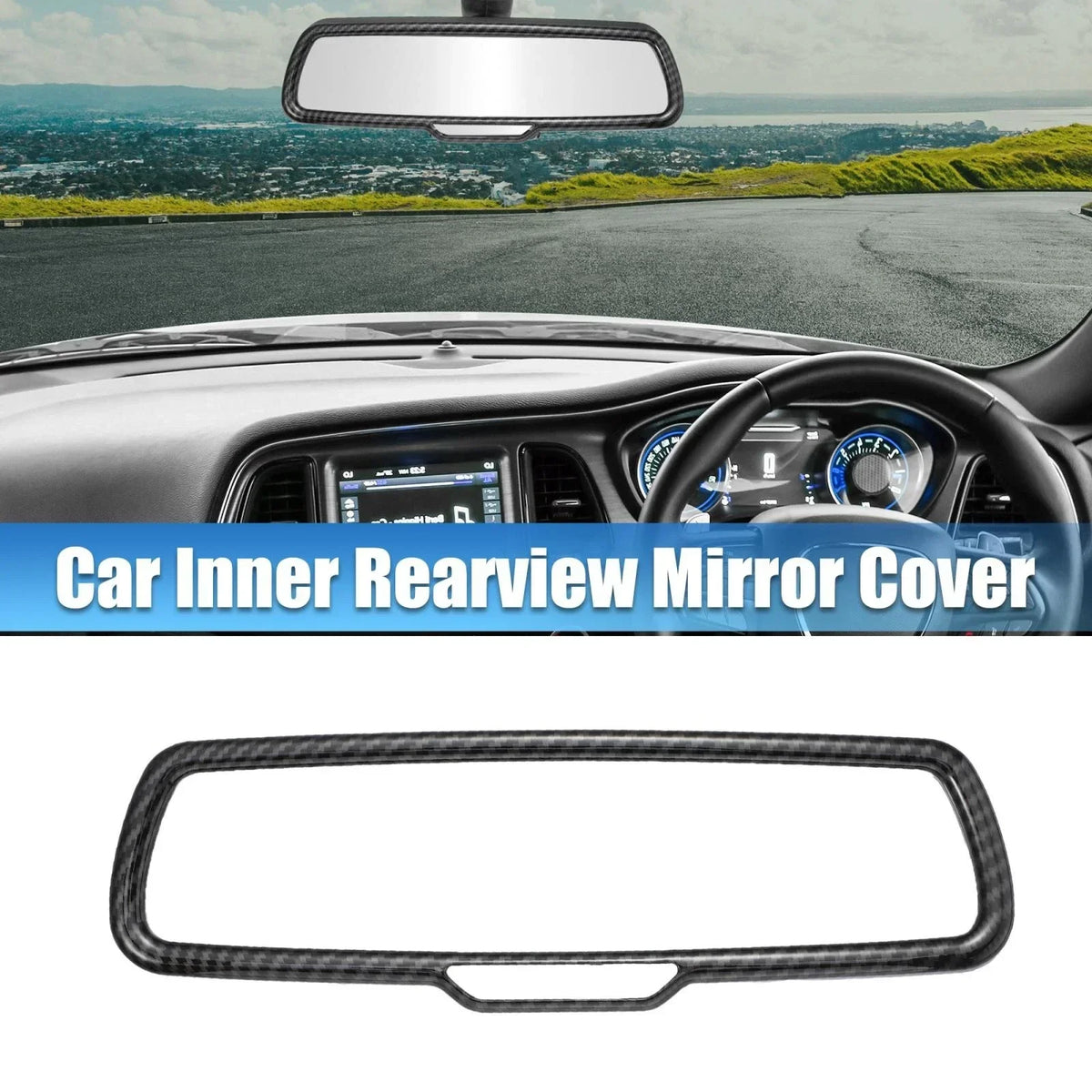 Rearview Mirror Cover - ABS Carbon Fiber in Black for Dodge