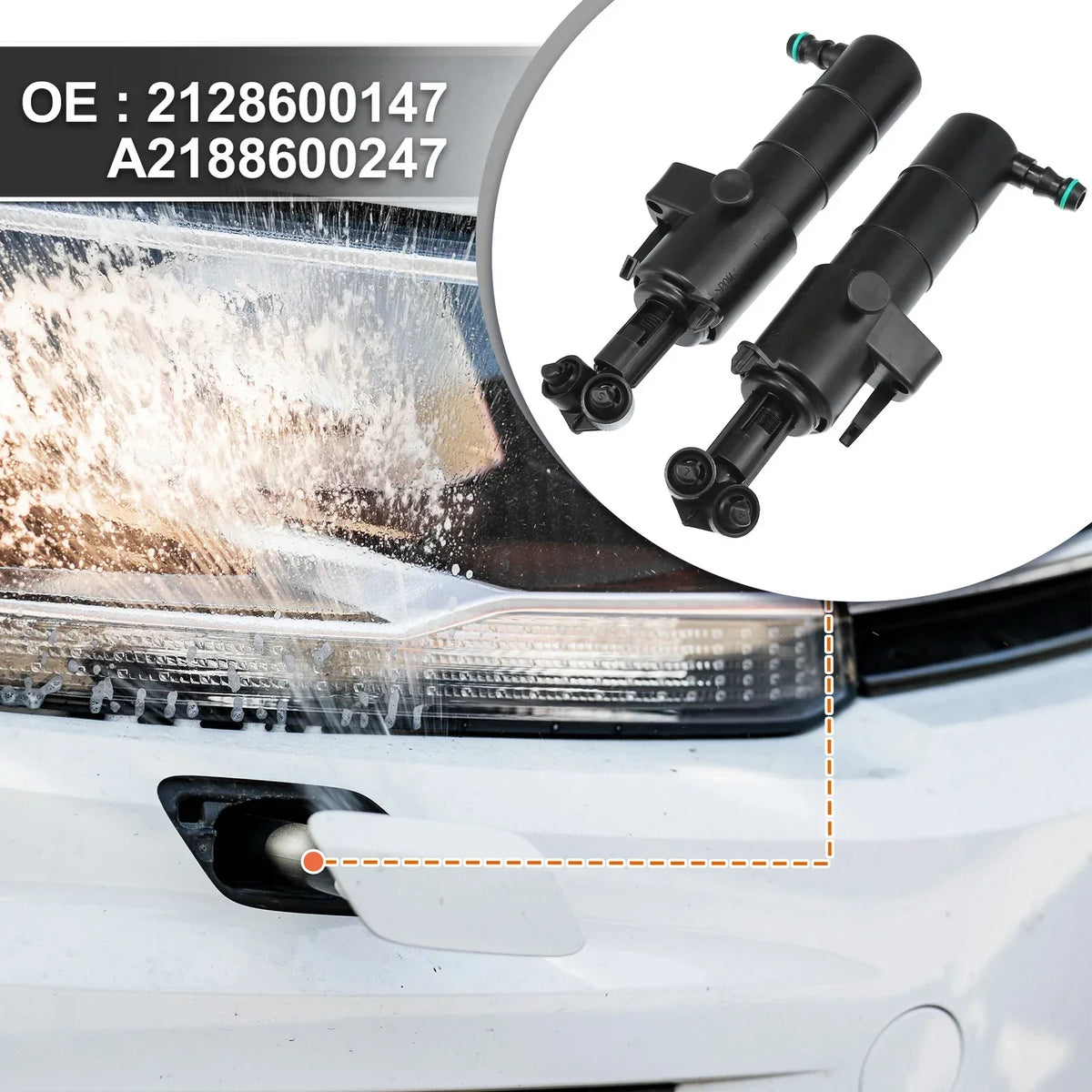 Front Washer Nozzles for Headlights Left Right Mercedes-Benz E350 E550 E63 AMG