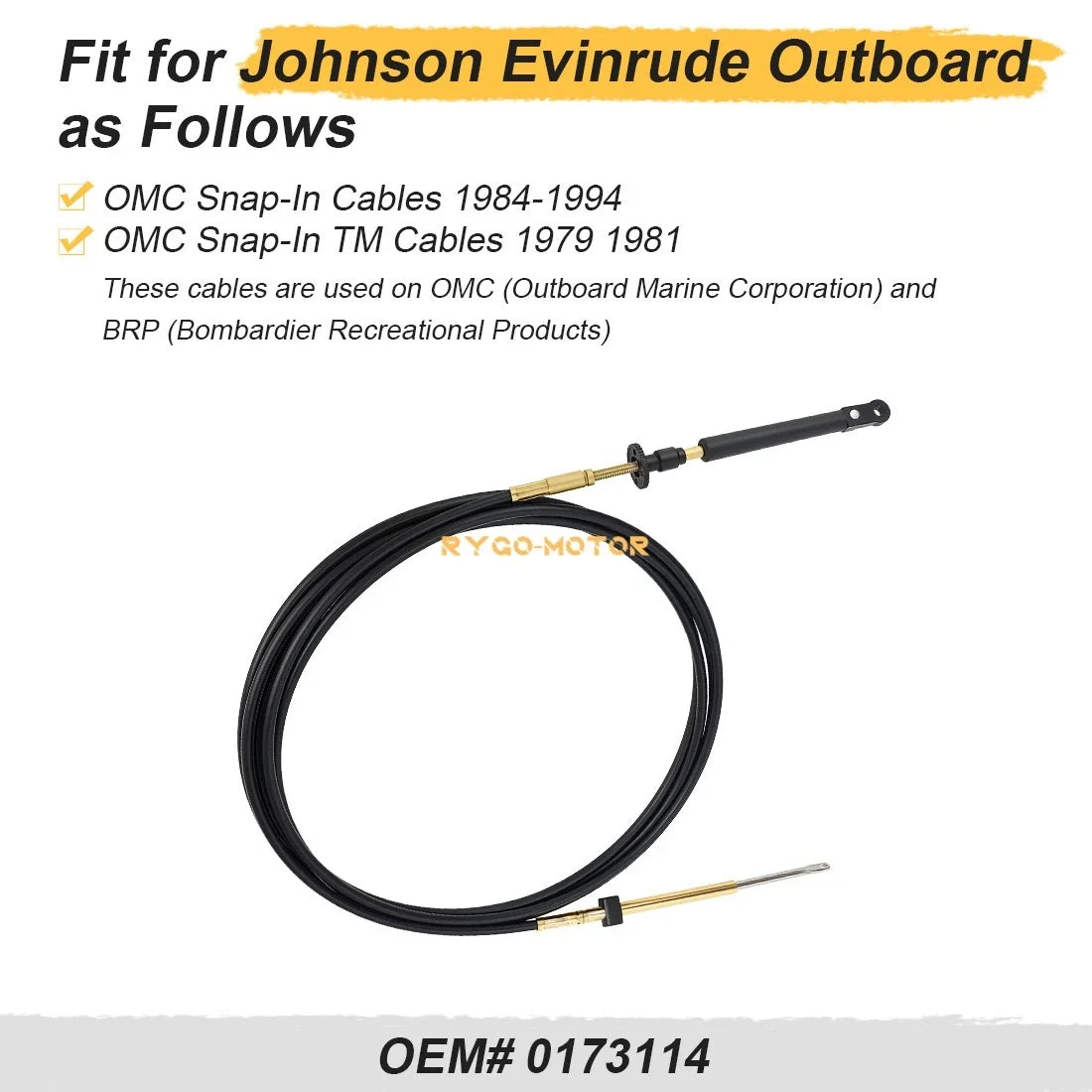 Throttle Shift Remote Control Cable for Johnson Evinrude OMC BRP (2014) 0173114