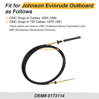 Throttle Shift Remote Control Cable for Johnson Evinrude OMC BRP (2014) 0173114