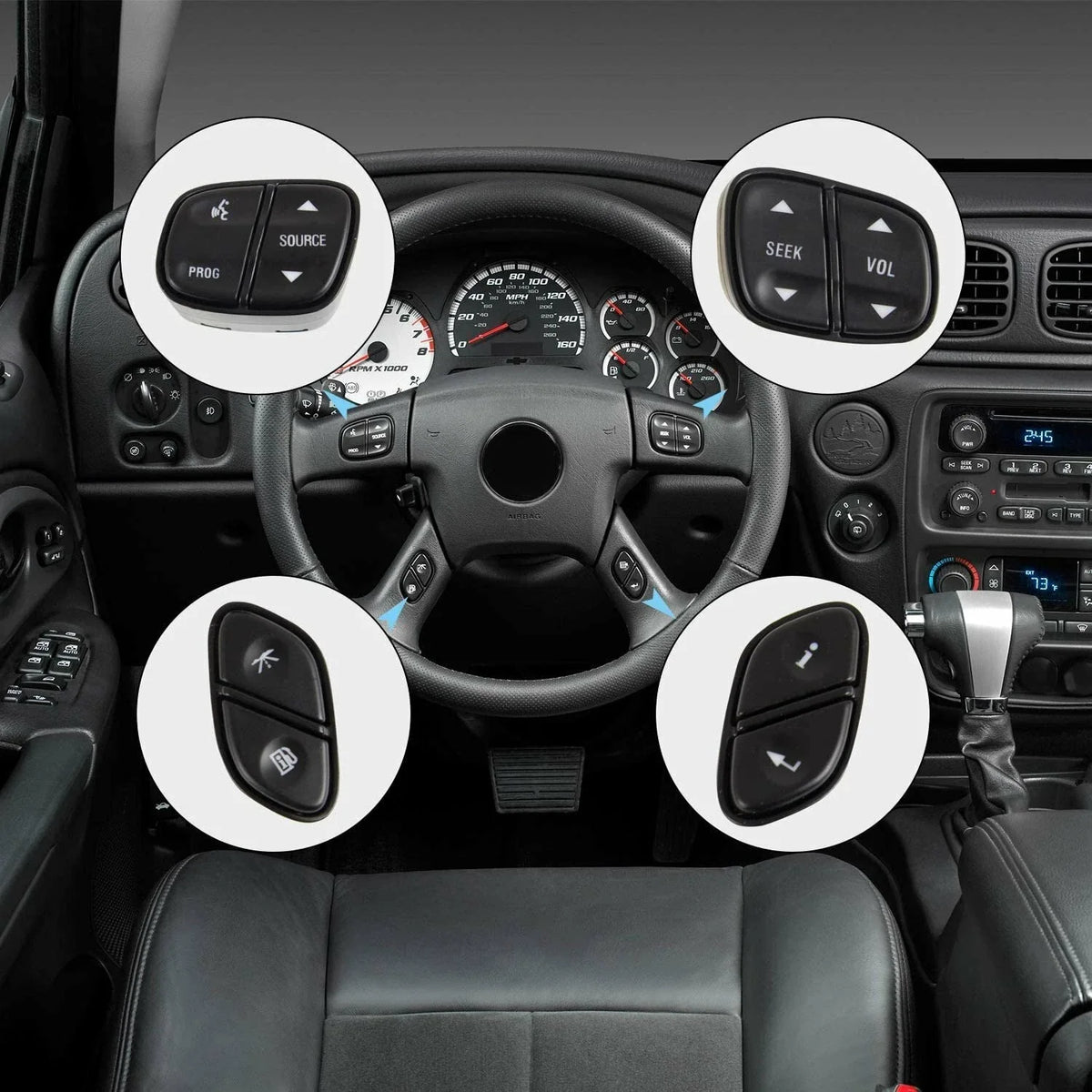 Steering Wheel Volume Control Switches - 4X LED for GMC Silverado