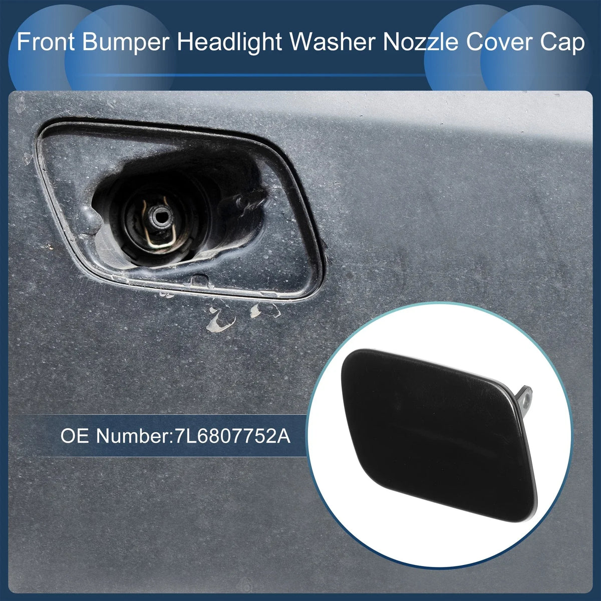 Front Right Washer Nozzle Cover Cap for Volkswagen Touareg (2002–2006) Black